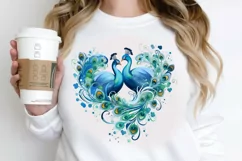 Couple Peacock Heart Sublimation PNG Clipart Product Image 2
