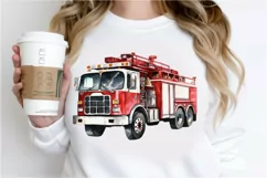 Fire Truck Watercolor Sublimation PNG Clipart Product Image 2