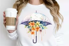 Flower Umbrella Watercolor Sublimation PNG Clipart Product Image 2