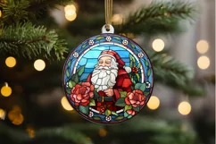 Stained Glass with Christmas Santa Flower PNG Clipart Product Image 2