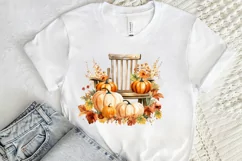 Autumn Chairs Watercolor Pumpkins Sublimation PNG Clipart Product Image 2
