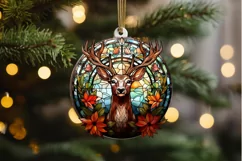 Stained Glass With Christmas Deer Flower PNG Clipart Product Image 2