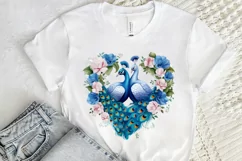 Couple Peacock Heart Sublimation PNG Clipart Product Image 2