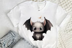 Cute Cartoon Bat Watercolor Sublimation PNG Clipart Product Image 2