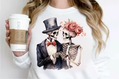 Skeleton Couple Watercolor Sublimation PNG Clipart Product Image 2