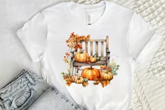 Autumn Chairs Watercolor Pumpkins Sublimation PNG Clipart Product Image 2