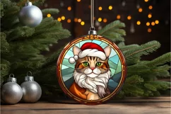 Stained Glass Christmas Cat PNG Clipart Product Image 2