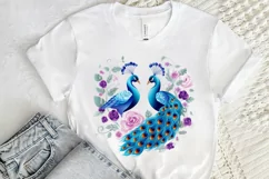 Couple Peacock Heart Sublimation PNG Clipart Product Image 2