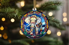Stained Glass with Christmas Elephant PNG Clipart Product Image 2