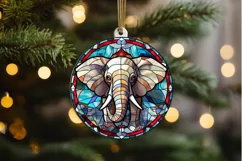 Stained Glass with Christmas Elephant PNG Clipart Product Image 2