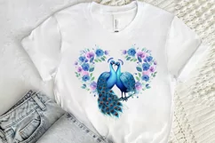 Couple Peacock Heart Sublimation PNG Clipart Product Image 2
