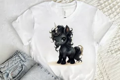 Baby Black Unicorn PNG Clipart Product Image 2