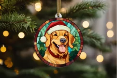 Stained Glass With Christmas Dog And San PNG Clipart Product Image 2