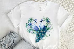 Couple Peacock Heart Sublimation PNG Clipart Product Image 2