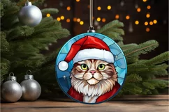 Stained Glass Christmas Cat PNG Clipart Product Image 2