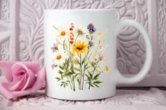 Vintage Wildflowers Watercolor PNG Clipart Product Image 2
