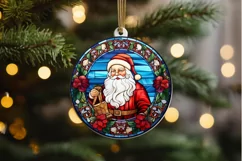 Stained Glass with Christmas Santa Flower PNG Clipart Product Image 2