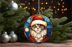 Stained Glass Christmas Cat PNG Clipart Product Image 2