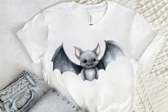 Cute Cartoon Bat Watercolor Sublimation PNG Clipart Product Image 2