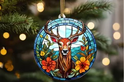 Stained Glass With Christmas Deer Flower PNG Clipart Product Image 2