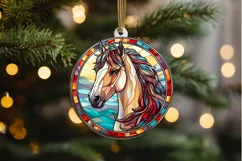 Stained Glass with Christmas Horse PNG Clipart Product Image 2