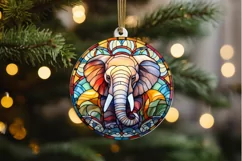 Stained Glass with Christmas Elephant PNG Clipart Product Image 2