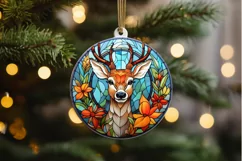 Stained Glass With Christmas Deer Flower PNG Clipart Product Image 2