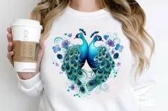 Couple Peacock Heart Sublimation PNG Clipart Product Image 2
