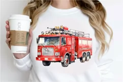 Fire Truck Watercolor Sublimation PNG Clipart Product Image 2