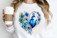 Couple Peacock Heart Sublimation PNG Clipart Product Image 2
