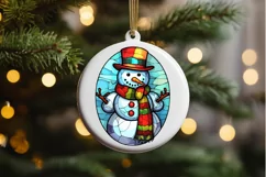 Stained Glass Christmas Snowman PNG Clipart Product Image 2