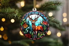 Stained Glass With Christmas Deer Flower PNG Clipart Product Image 2