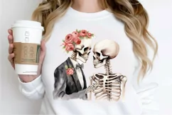 Skeleton Couple Watercolor Sublimation PNG Clipart Product Image 2