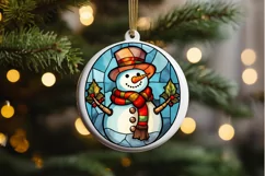 Stained Glass Christmas Snowman PNG Clipart Product Image 2