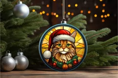 Stained Glass Christmas Cat PNG Clipart Product Image 2