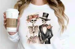 Skeleton Couple Watercolor Sublimation PNG Clipart Product Image 2