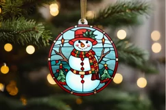 Stained Glass Christmas Snowman PNG Clipart Product Image 2