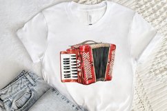 Vintage Accordion Watercolor Sublimation PNG Clipart Product Image 2