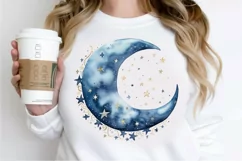 Moon And Stars Watercolor PNG Clipart Product Image 2