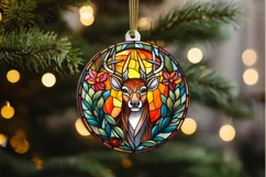 Stained Glass With Christmas Deer Flower PNG Clipart Product Image 2