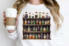 Watercolor Witches Apothecary Cabinet PNG Clipart Product Image 2