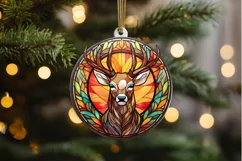 Stained Glass With Christmas Deer Flower PNG Clipart Product Image 2