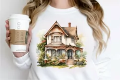 Vintage Houses Sublimation PNG Clipart Product Image 2
