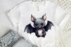 Cute Cartoon Bat Watercolor Sublimation PNG Clipart Product Image 2