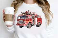 Fire Truck Watercolor Sublimation PNG Clipart Product Image 2