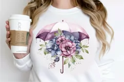 Flower Umbrella Watercolor Sublimation PNG Clipart Product Image 2