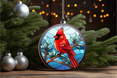 Stained Glass Christmas Red Cardinal Bird PNG Clipart Product Image 2