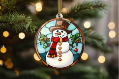 Stained Glass Christmas Snowman PNG Clipart Product Image 2