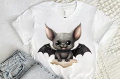 Cute Cartoon Bat Watercolor Sublimation PNG Clipart Product Image 2