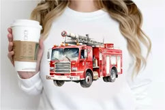 Fire Truck Watercolor Sublimation PNG Clipart Product Image 3